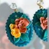 Σκουλαρίκια fimo «blommor green»