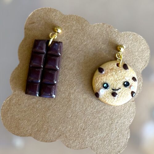 Σκουλαρίκια fimo 'chocolate-cookie'