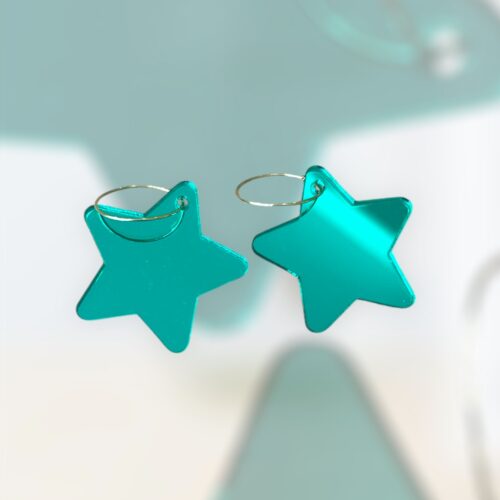 Plexiglass σκουλαρίκια 'green stars'