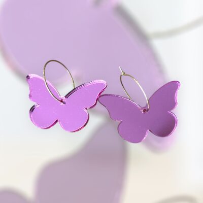 Plexiglass σκουλαρίκια 'pink butterfly'