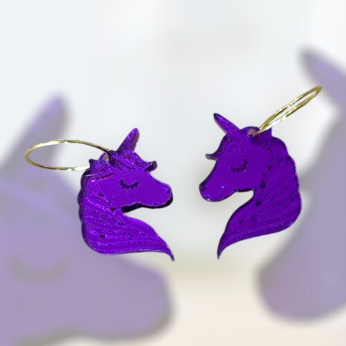 Plexiglass σκουλαρίκια 'purple unicorn'