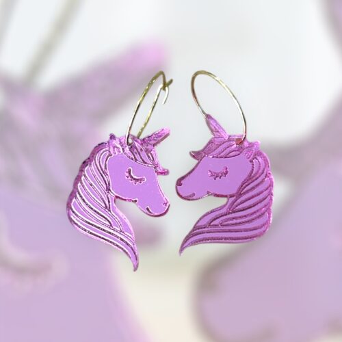 Plexiglass σκουλαρίκια 'pink unicorn'