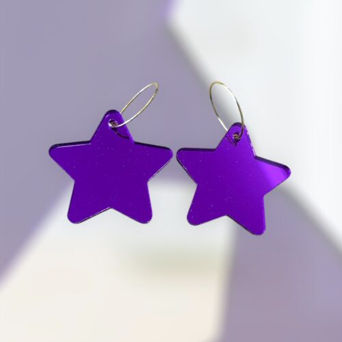 Plexiglass σκουλαρίκια 'purple stars'